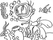 coloriage titi sous l eau avec les hippocampes